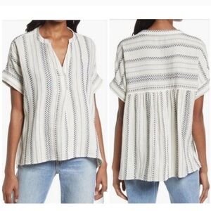 Madewell Lightspun Lakeline Popover Shirt in Jacquard Stripe XS
